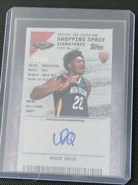 Topps Derik Queen Rookie card AUTOGRAPHED 33/50